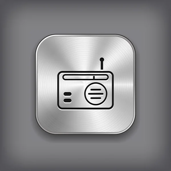 Radio icon - vector metalen app knop — Stockvector