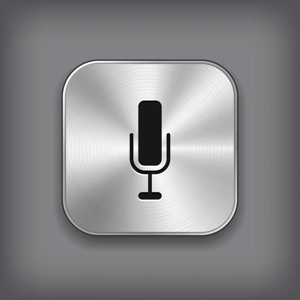 Icono del micrófono - botón de aplicación de metal vector — Vector de stock