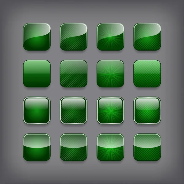Ensemble de boutons verts vierges — Image vectorielle