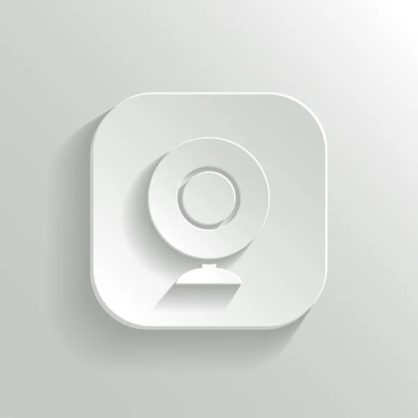 Вебкамера икона - вектор белый app кнопка — стоковый вектор