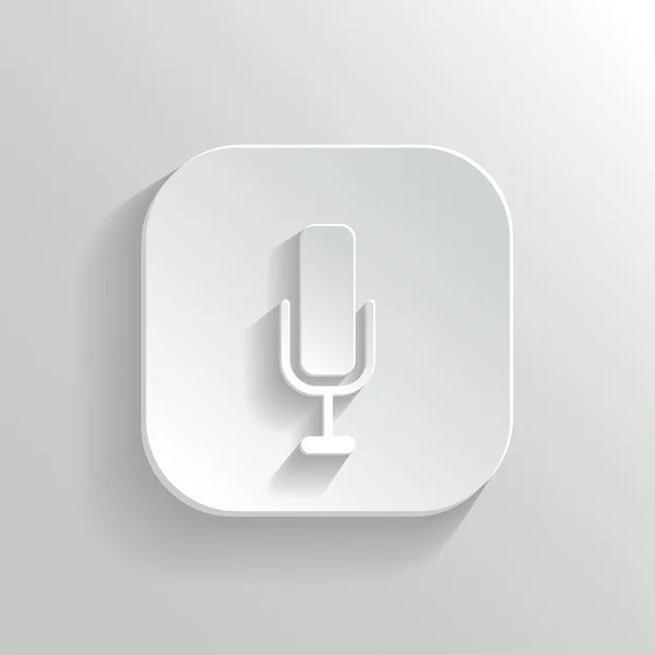 Icono de micrófono - botón blanco app vector — Vector de stock