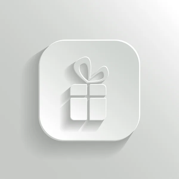 Geschenk-Symbol - Vektor-weiße app-Taste — Stockvektor