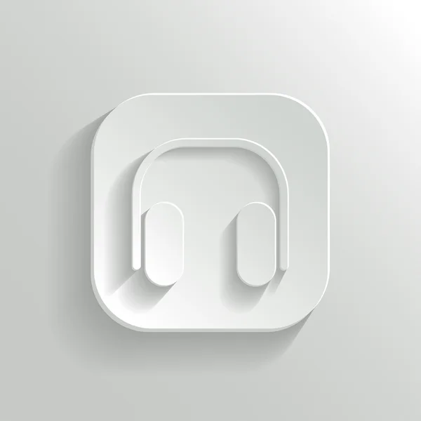 Icono de auriculares - botón blanco app vector — Vector de stock