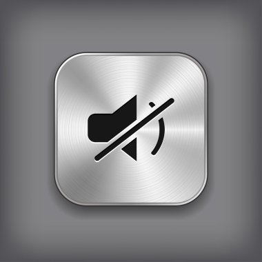 Mute icon - vector metal app button clipart