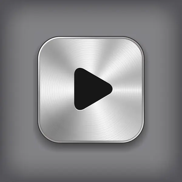 Play - media player icon - vector metal app button — Stock Vector