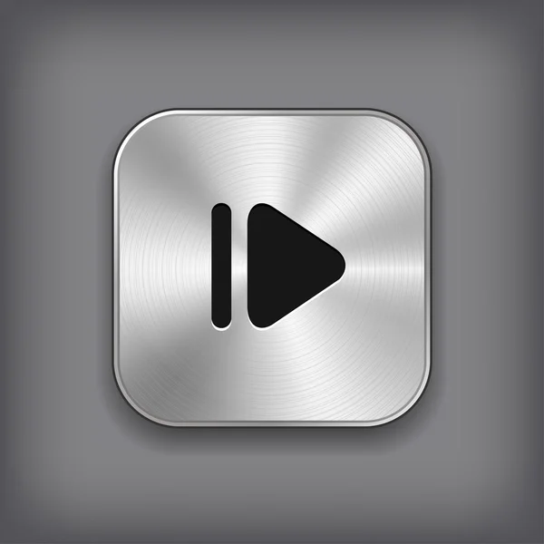 Media player icon - vector metal app button — Stock Vector