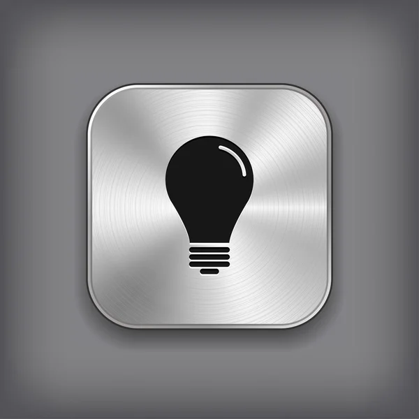 Icono de bombilla - botón de aplicación de metal vector — Vector de stock