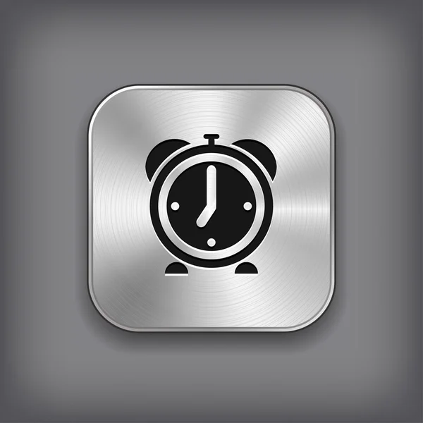 Alarm clock icon - vector metal app button — Stock Vector