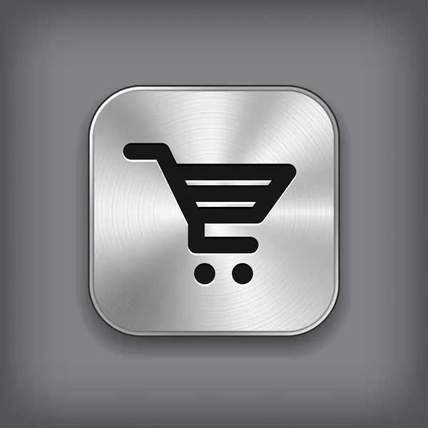 Alışveriş sepeti simgesini - vektör metal app düğmesini — Stok Vektör