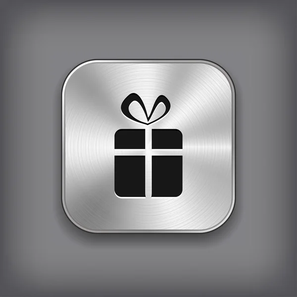 Icône cadeau - bouton d'application vectoriel métal — Image vectorielle