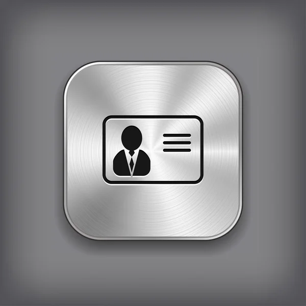 Identification card icon - vector metal app button — Stock Vector
