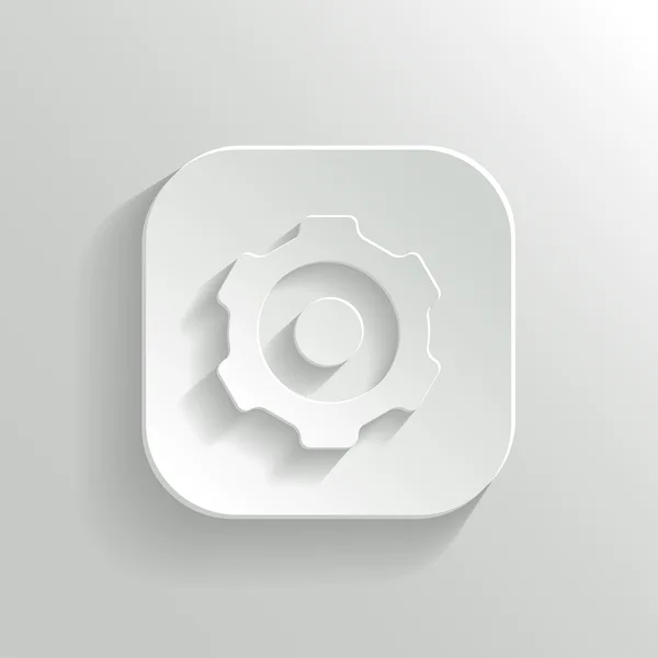 Icono - botón blanco app vector del engranaje — Vector de stock