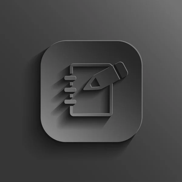 Notizblock-Symbol - Vektor schwarze App-Taste — Stockvektor