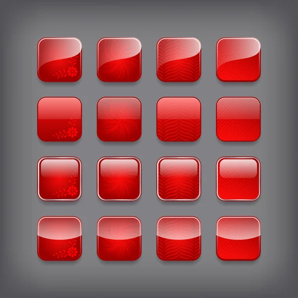 Conjunto de botões vermelhos em branco — Vetor de Stock