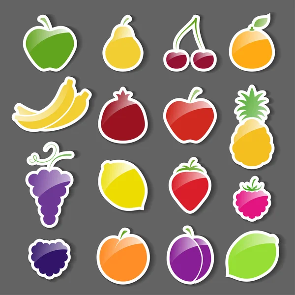 Obst Icons Aufkleber Set — Stockvektor