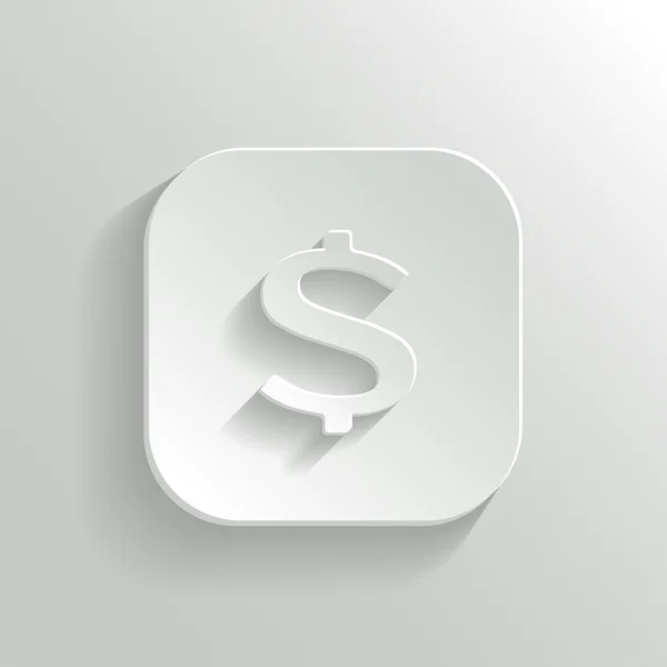 Nosotros en botón blanco icono de dólar. Vector símbolo de dinero. — Vector de stock