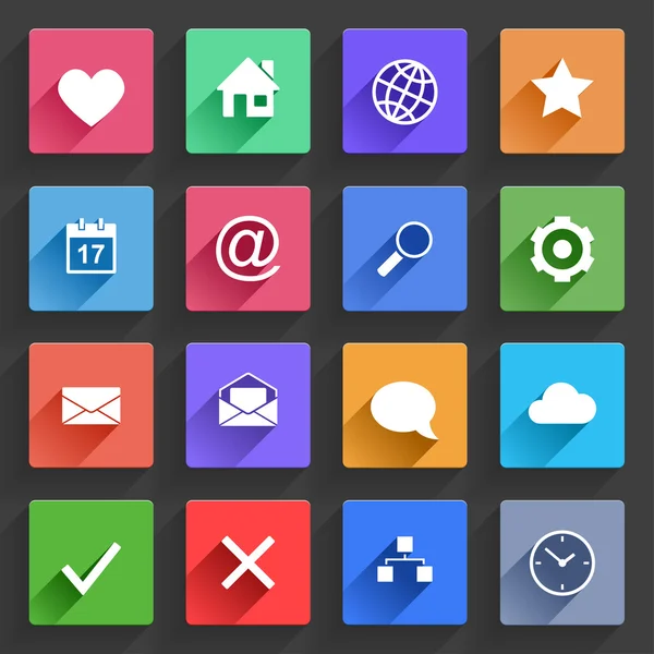 Ensemble d'icônes d'application plates Vecteur En Vente