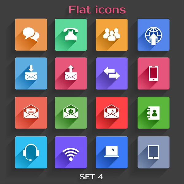 Conjunto de ícones de aplicação plana — Vetor de Stock