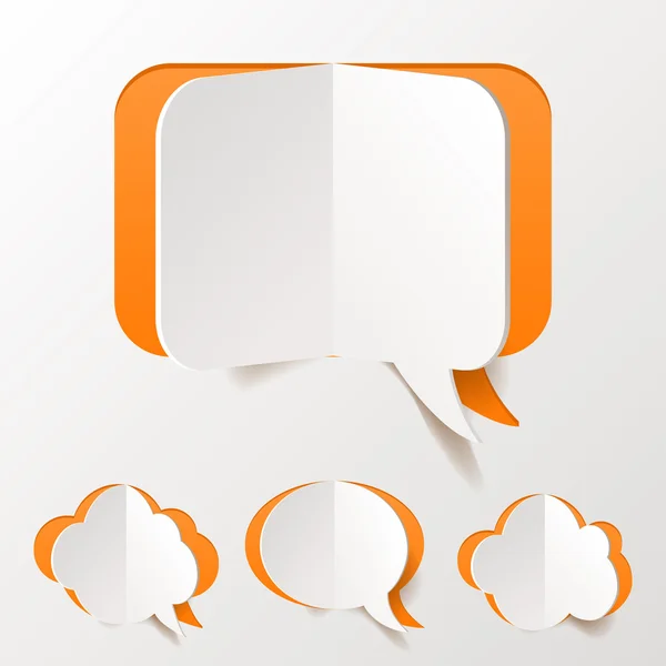 Abstract Orange Speech Bubble Set Cut of Paper — Stock Vector