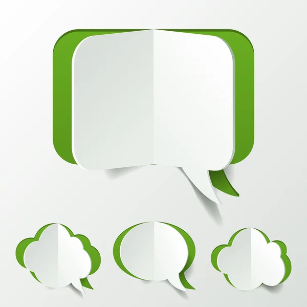 Abstract Green Speech Bubble Set Cut of Paper — Stock Vector