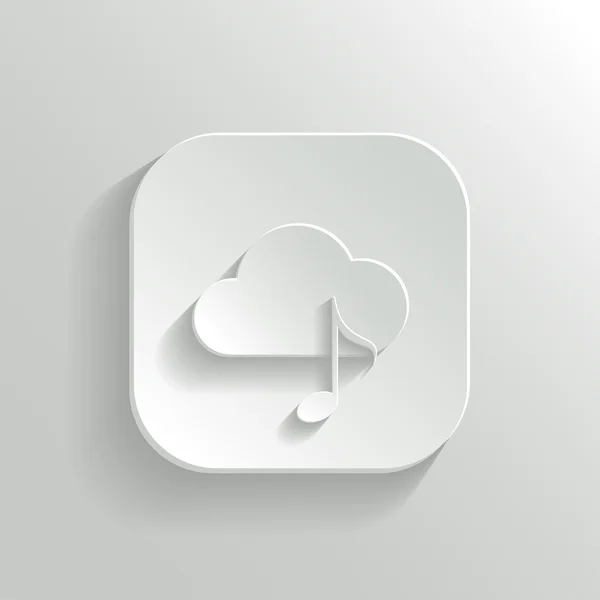 Cloud music icon - vector white app button — Stock Vector