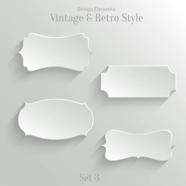 Bandeiras de papel branco situadas no vintage e retrô style — Vetor de Stock
