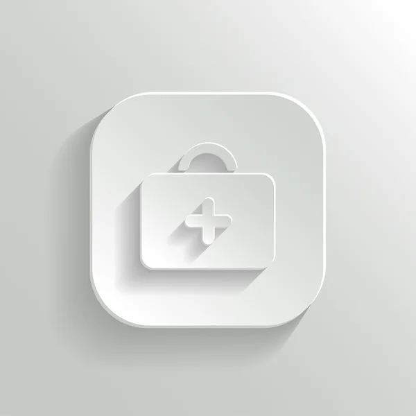 First aid. Medical Kit icon - vector white app button — Vector de stock