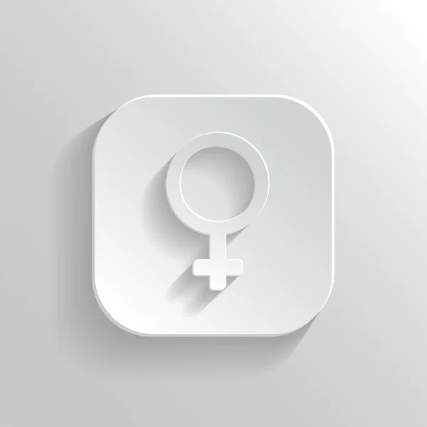 Icono femenino - botón blanco app vector — Vector de stock