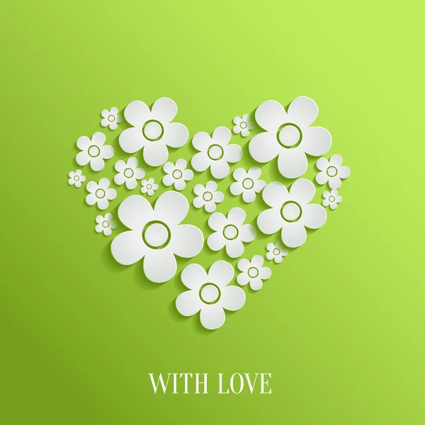 Valentýn srdce bílé květy — Stockový vektor