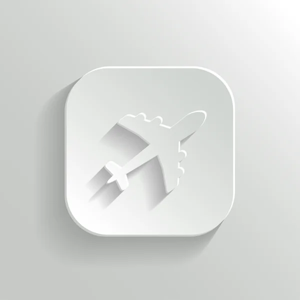 Icono de avión - botón blanco app vector — Διανυσματικό Αρχείο