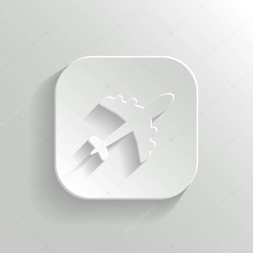 Airplane icon - vector white app button with shadow