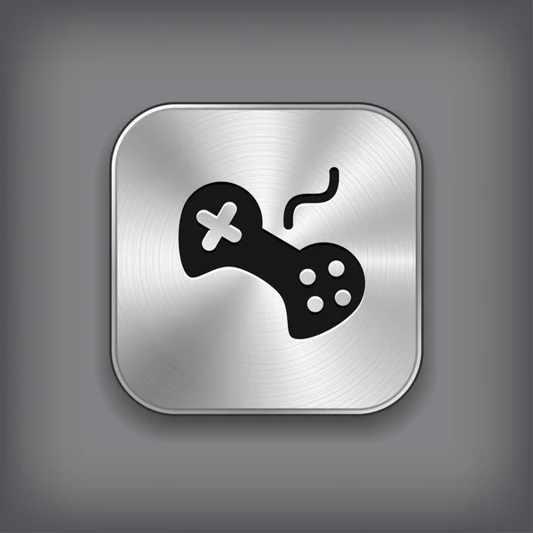 Videohry ikona - vektor kovových app tlačítko — Stockový vektor