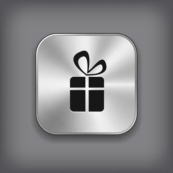 Geschenk icon - vector metalen app knop — Stockvector