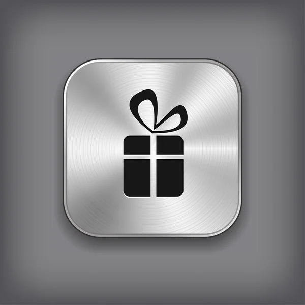 Geschenk-Symbol - Vektor Metall App-Taste — Stockvektor