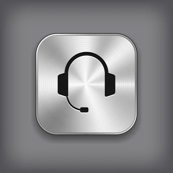 Hoofdtelefoon icon - vector metalen app knop — Stockvector