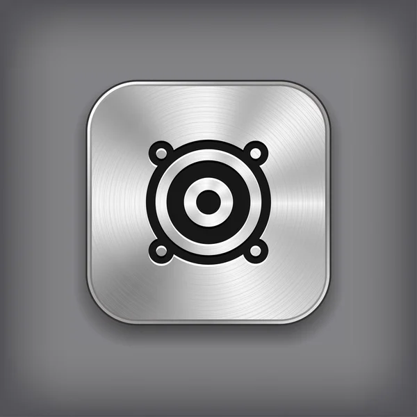 Audio-luidspreker icon - vector metalen app knop — Stockvector