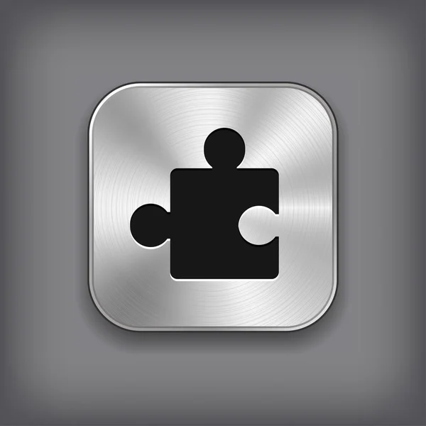 Icono de Puzzle - botón de metal app vector — Archivo Imágenes Vectoriales