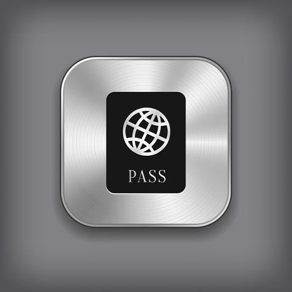 Passport icon - vector metal app button — Stock Vector