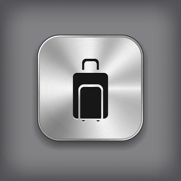 Ícone de bagagem - botão de aplicativo vetor de metal — Vetor de Stock