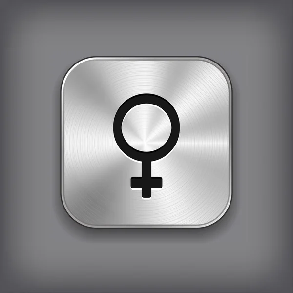 Weibliches Symbol - Vektor Metall App-Taste — Stockvektor