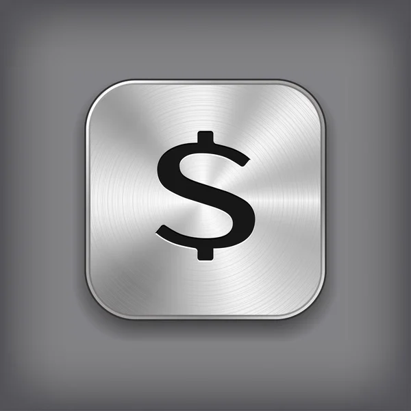 Dollarteken icon - vector metalen app knop — Stockvector