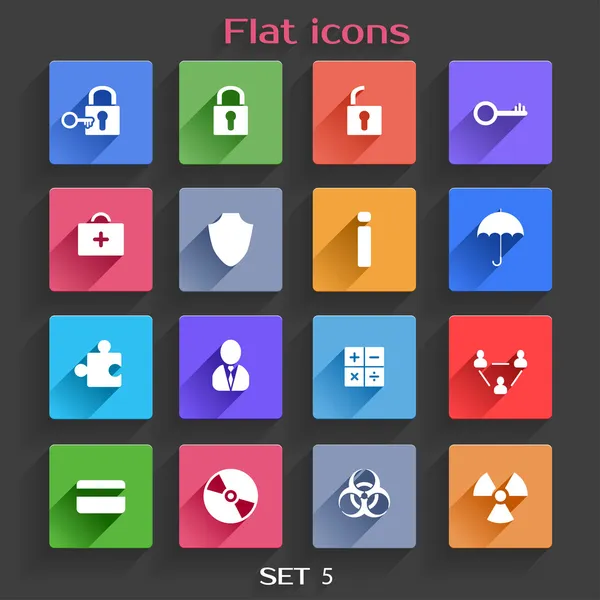 Conjunto de iconos de aplicaciones planas 5 — Vector de stock