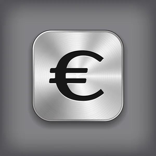 Euro ikona - metalowy przycisk — Wektor stockowy