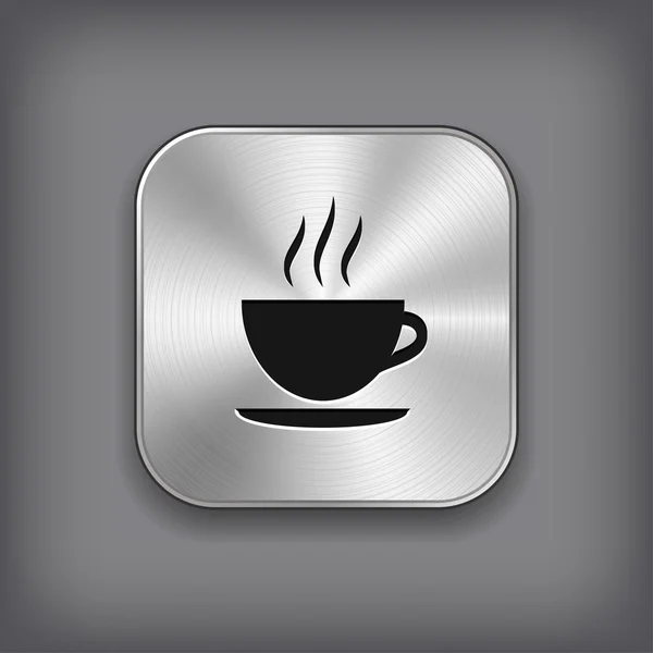 Coffee icon - metal app button — Stock Vector