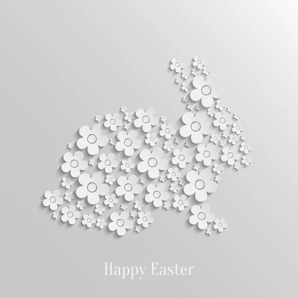 Easter Rabbit Bunny made of White Flowers — Stock Vector