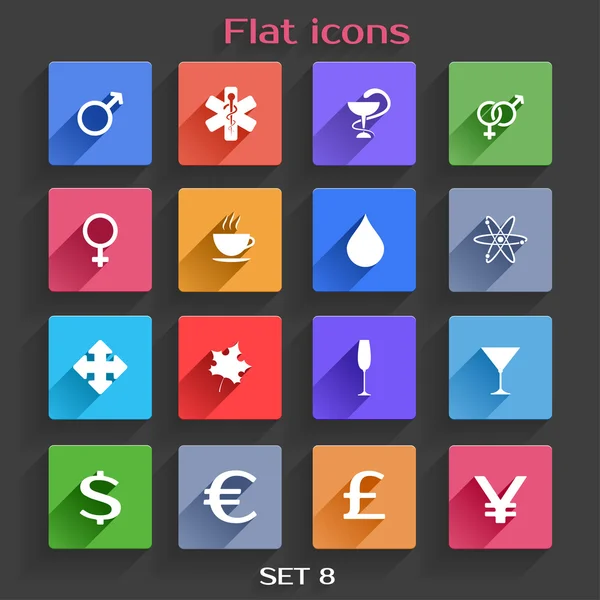 Iconos de aplicaciones planas set 8 — Vector de stock