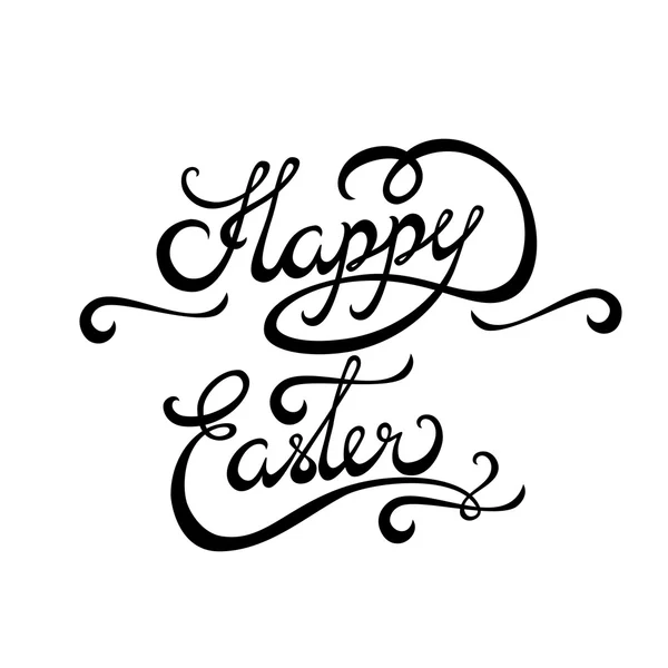 Feliz Pascua letras caligrafía hecha a mano — Vector de stock