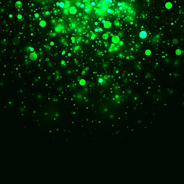 Vector Green Glowing Light Glitter Abstract Background Magic Energy Glow — Stock Vector