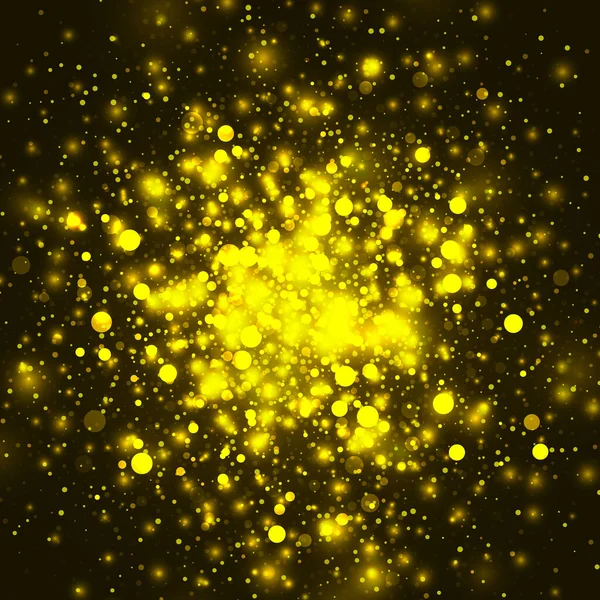Vector Goud Gloeiende Licht Glitter Achtergrond Kerst Gouden Magische Lichten — Stockvector