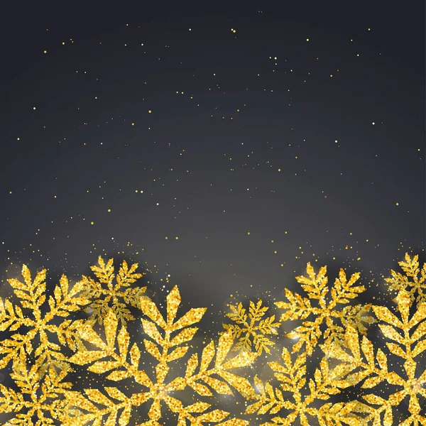 Vector Weihnachts Neujahrsgrußkarte Mit Glitzernden Goldenen Texturierten Schneeflocken Hintergrund Der — Stockvektor